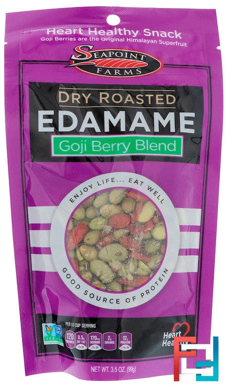 Dry Roasted Edamame, Goji Blend, Seapoint Farms, 3.5 oz, 99 g