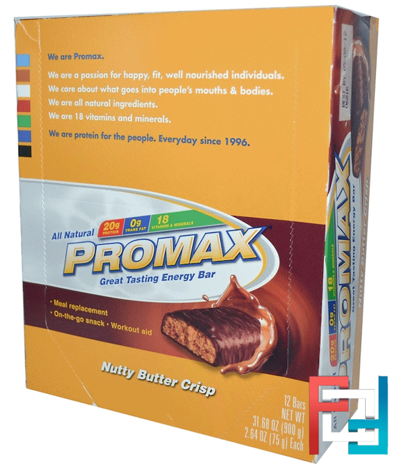 Energy Bars, Nutty Butter Crisp, Promax Nutrition, 12 Bars, 2.64 (75 g) Each