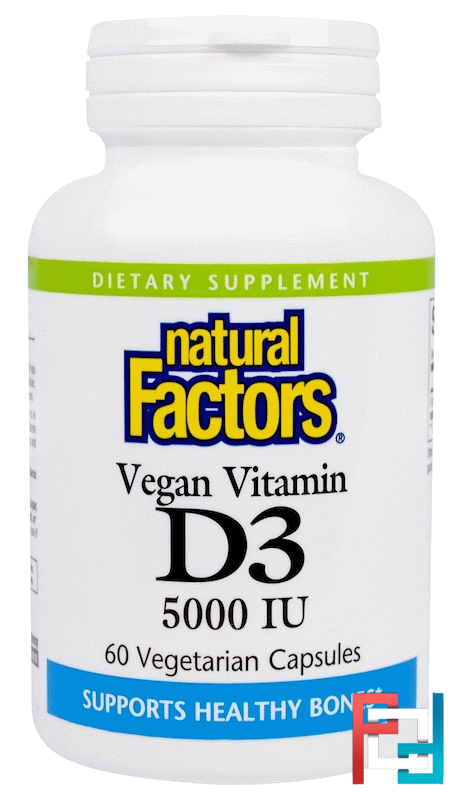 Vegan Vitamin D3, 5000 IU, Natural Factors, 60 Veggie Caps