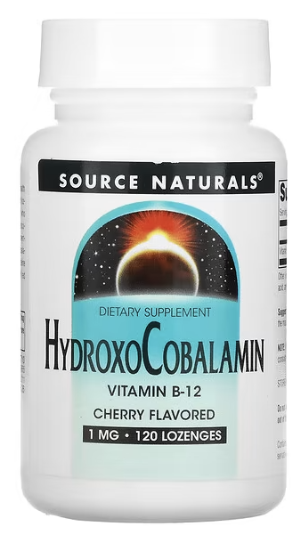 HydroxoCobalamin, Vitamin B-12, Cherry Flavored Lozenge, 1 mg , Source Naturals, 240 Tablets