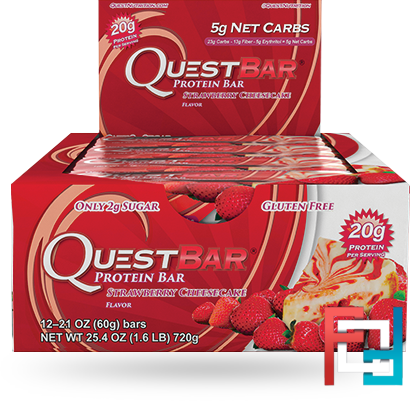 Quest Nutrition, QuestBar, Protein Bar, Strawberry Cheesecake, 12 Bars, 2.1 oz (60 g) Each