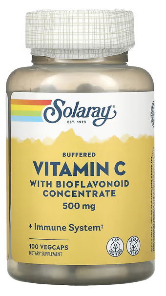 Забуференный витамин С с биофлавоноидным концентратом, Buffered Vitamin C with Bioflavonoid Concentrate, Solaray, 500 mg, 100 VegCaps