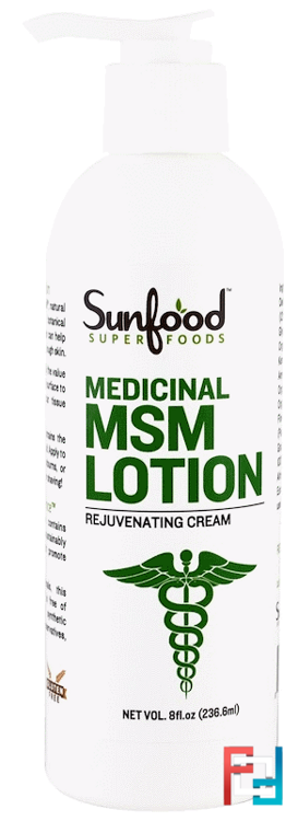 Medicinal MSM Lotion, Rejuvenating Cream, Sunfood, 8 fl oz, 236.6 ml