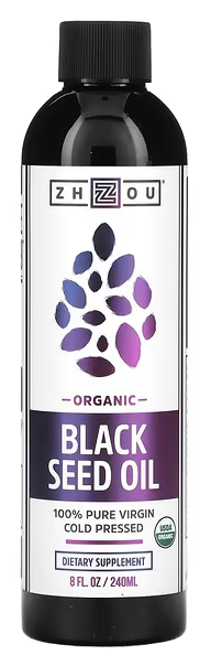 100% чистое нерафинированное масло черного тмина холодного отжима, Organic, 100% Pure Virgin Black Seed Oil, Cold Pressed, Zhou Nutrition, 8 fl oz, 240 ml