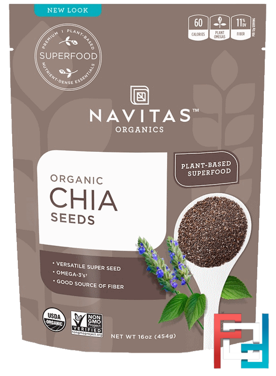 Organic Chia Seeds, Navitas Organics, 16 oz (454 g)