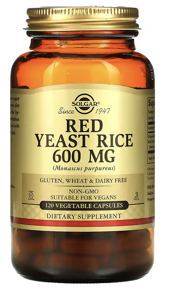 Красный дрожжевой рис, Red Yeast Rice, Solgar, 600 mg, 120 Vegetable Capsules