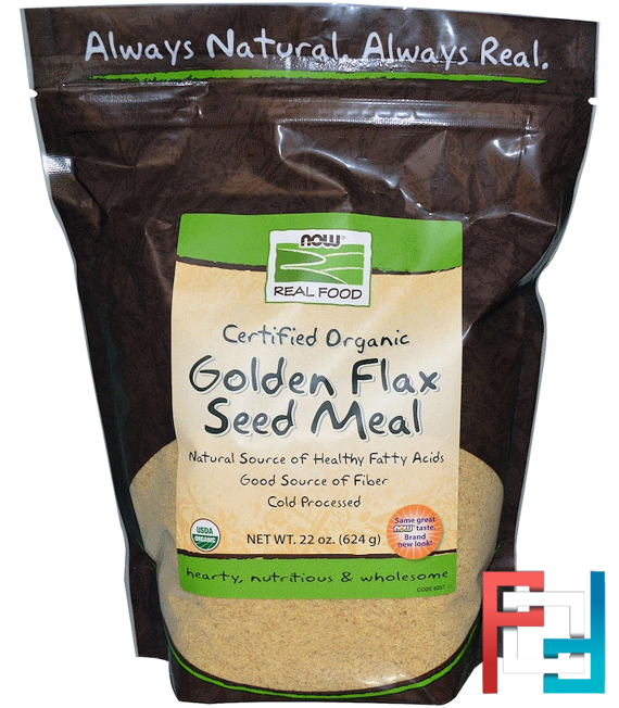 Real Food, Certified Organic, Golden Flax Seed Meal, Now Foods, 22 oz, 624 g