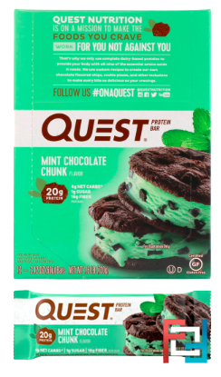 Quest Nutrition, Quest Bar, Protein Bar, Mint Chocolate, 12 Bars, 2.1 oz (60 g) Each