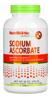 Аскорбат натрия, содиум аскорбат, кристаллический порошок, Buffered Sodium Ascorbate Vitamin C Crystaline Powder, NutriBiotic, 16 oz, 454 g