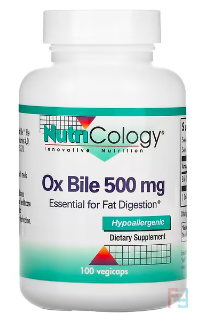 Ox Bile, бычья желчь, Nutricology, 500 mg, 100 Vegicaps