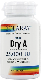 Dry Form Vitamin A, Solaray, 25,000 IU, 60 VegCaps