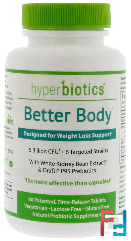 Better Body, Probiotics for Weight Loss Support, 5 Billion CFU, Hyperbiotics, 60 Time-Release Tablets