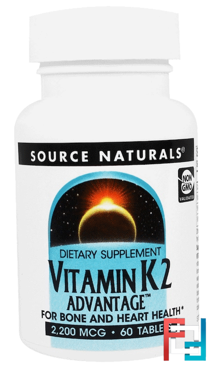 Vitamin K2 Advantage, 2,200 mcg, Source Naturals, 60 Tablets