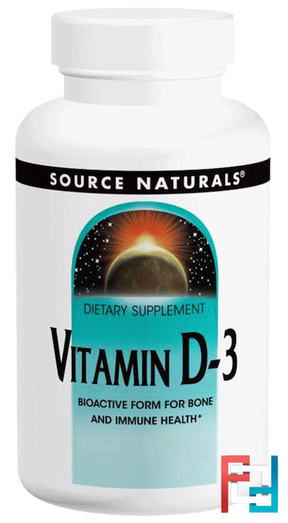 Vitamin D-3, 5,000 IU, Source Naturals, 120 Capsules