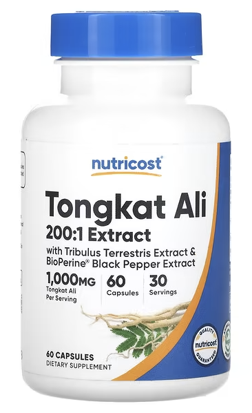 Эврикома длиннолистная 1000 мг, Tongkat Ali, Nutricost, 500 mg * 60 Capsules