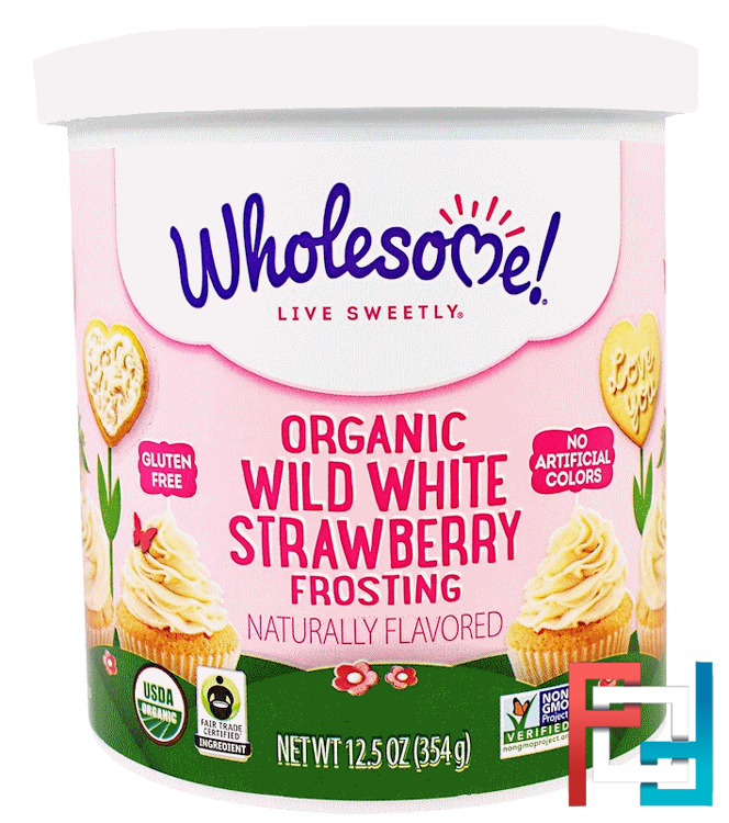 Organic Wild White Strawberry Frosting, Wholesome Sweeteners, Inc., 12.5 oz (354 g)