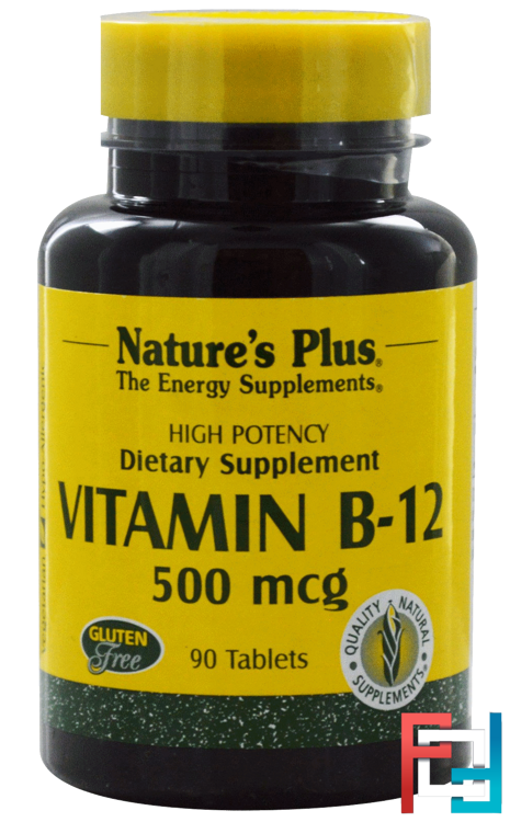 Vitamin B-12, 500 mcg, Nature's Plus, 90 Tablets