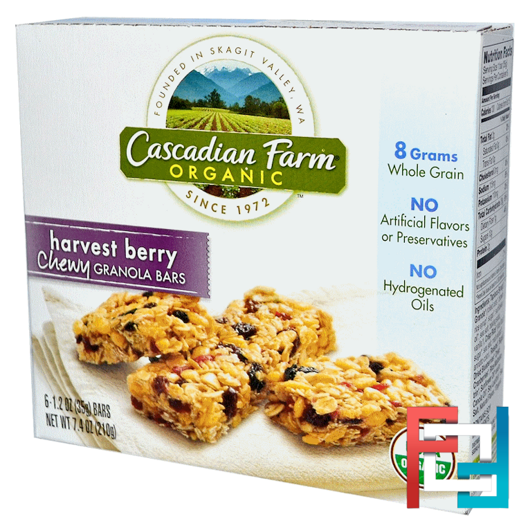 Organic, Chewy Granola Bars, Harvest Berry, Cascadian Farm, 6 Bars, 1.2 oz, 35 g