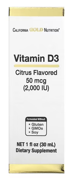 Vitamin D3, California Gold Nutrition, Citrus, 2000 IU, 1 fl oz, 30 ml