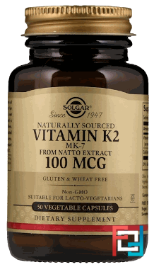 Natural Vitamin K2, Solgar, 100 mcg, 50 Vegetable Capsules