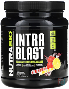 Intra Blast, Intra Workout Amino Fuel, Strawberry Lemon Bomb, NutraBio Labs, 1.63 lb, 740 g