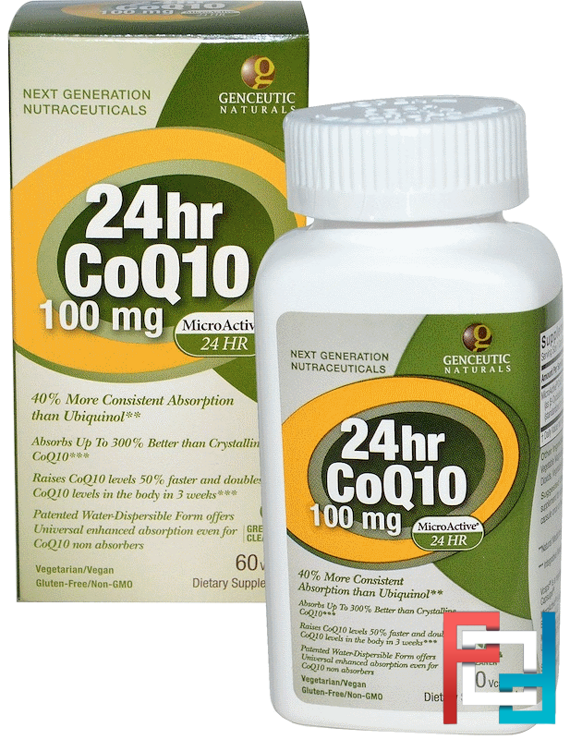 24hr CoQ10, Genceutic Naturals, 100 mg, 60 Vcaps