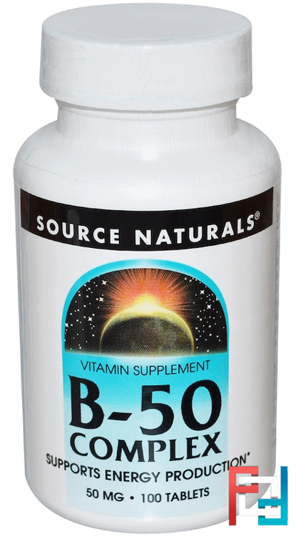 B-50 Complex, Source Naturals, 50 mg, 100 Tablets