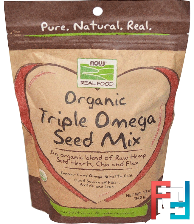 Real Food, Organic Triple Omega Seed Mix, Now Foods, 12 oz, 340 g