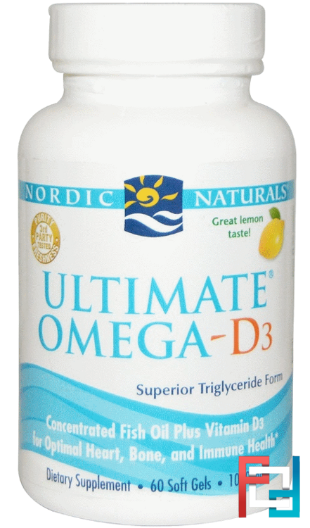 Ultimate Omega-D3, Lemon, 1000 mg, Nordic Naturals, 60 Soft Gels