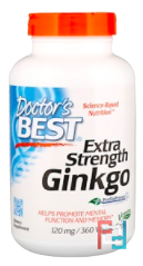 Extra Strength Ginkgo, гинкго с повышенной силой действия, Doctor's Best, 120 mg, 360 Veggie Caps