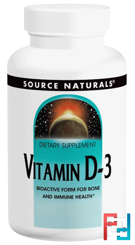 Vitamin D-3, 5,000 IU, Source Naturals, 120 Capsules