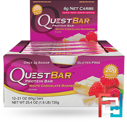 Quest Nutrition, QuestBar, Protein Bar, White Chocolate Raspberry, 12 Bars, 2.1 oz (60 g) Each