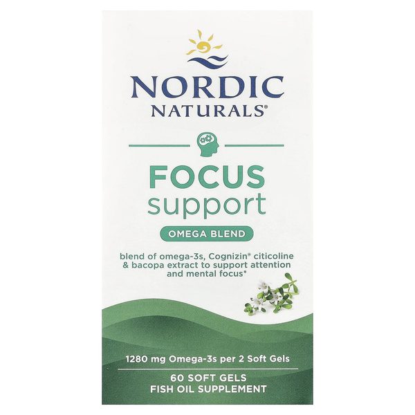 Фокус Саппорт Нордик Натуралс — омега-3 с цитиколином и бакопой, Focus Support (Omega Focus), Nordic Naturals, 60 Soft Gels