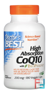 High Absorption CoQ10 with BioPerine, Doctor's Best, 200 mg, 180 Veggie Caps