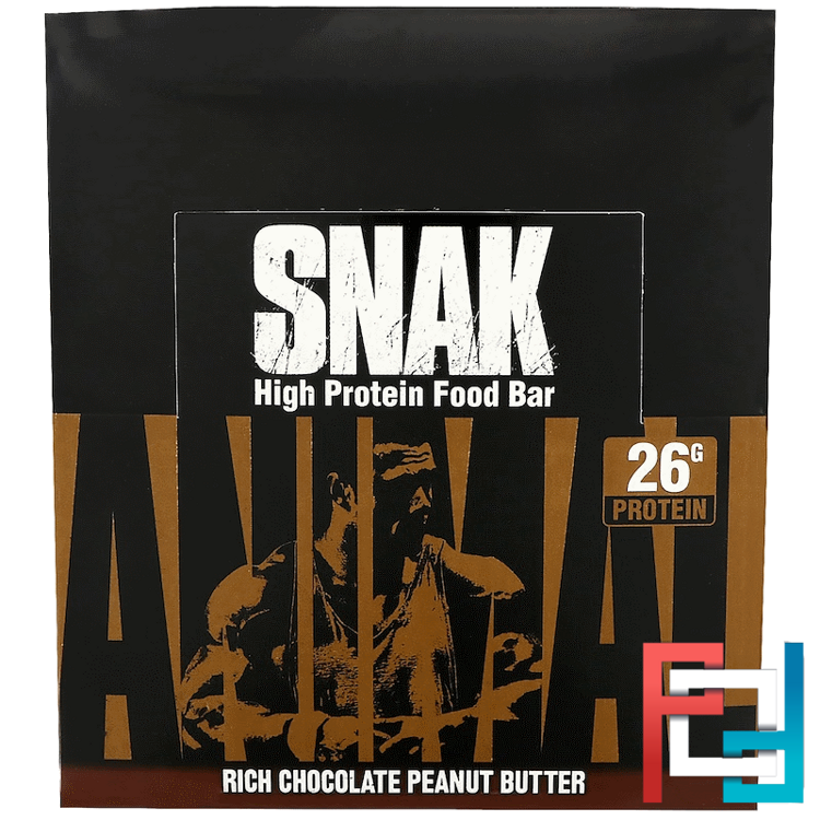 Animal Snak Bar, Rich Chocolate Peanut Butter, Universal Nutrition, 12 Bars, 3.3 oz (94.6 g) Each