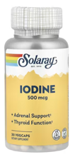Йод (в виде йодида калия) - 500 мкг, Iodine from Potassium Iodide, Solaray, 500 mcg, 30 VegCaps