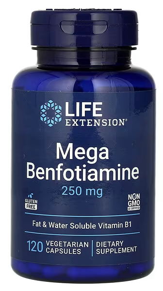 Мега-бенфотиамин, Mega Benfotiamine, Life Extension, 250 mg, 120 Vegetable Capsules