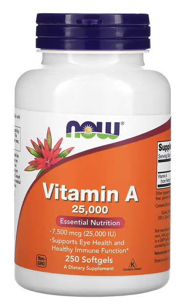 Vitamin A, Now Foods, 25 000 IU, 250 Softgels