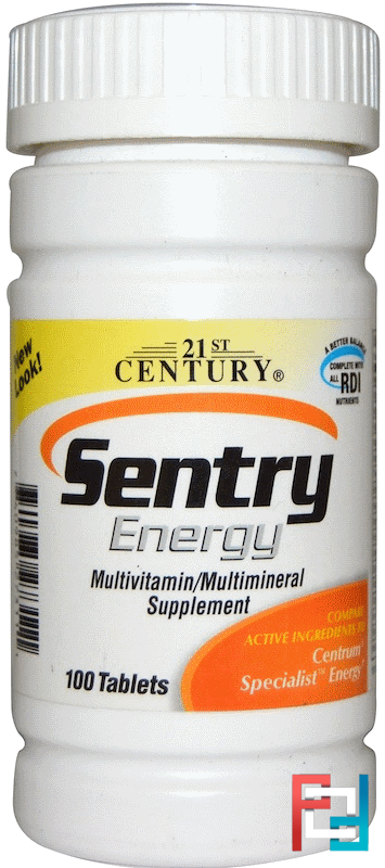 Sentry Energy, Multivitamin/Multimineral Supplement, 21st Century, 100 Tablets