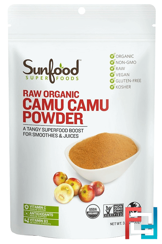 Raw Organic Camu Camu Powder, Sunfood, 3.5 oz, 100 g