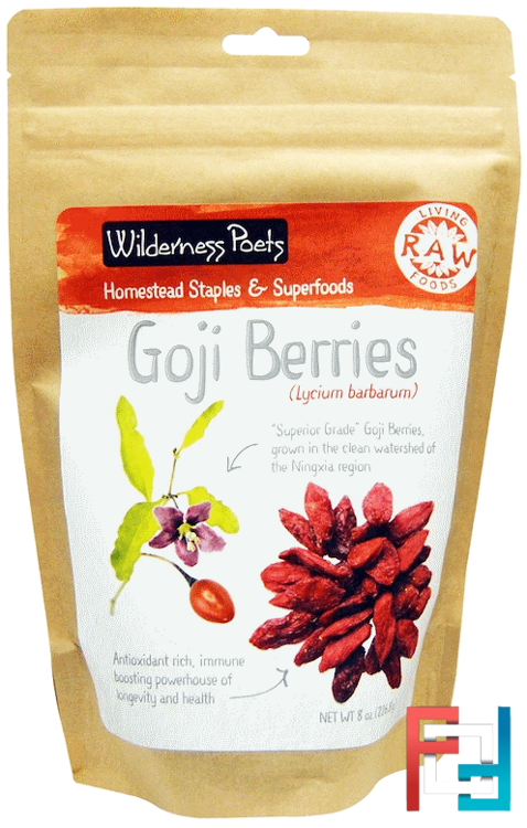 Raw Living Foods, Goji Berries, Wilderness Poets, 8 oz, 226.8 g