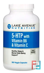 5-HTP with Vitamin B6 & Vitamin C, Lake Avenue Nutrition, 100 mg, 360 Veggie Capsules