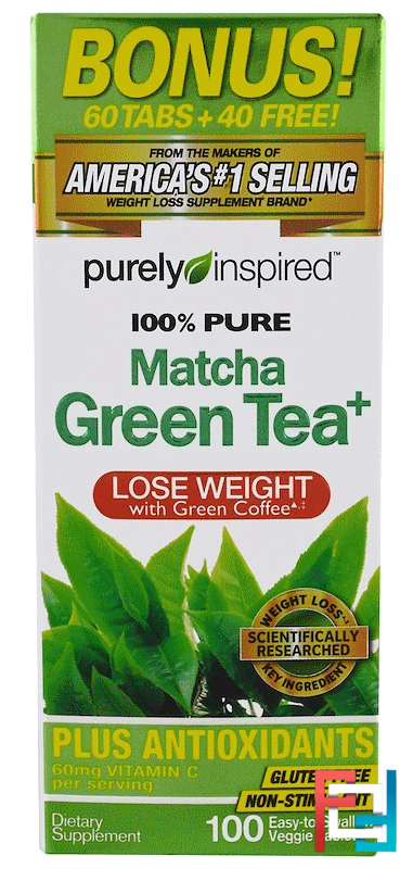 Pure Matcha Green Tea+, Purely Inspired, 100 Easy-to-Swallow Veggie Tablets