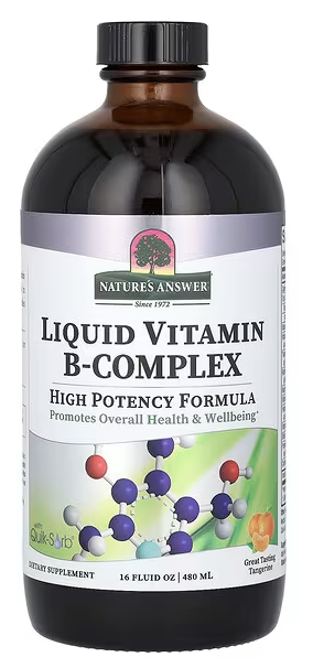 Жидкий комплекс витаминов группы B с превосходным вкусом мандарина, Liquid Vitamin B-Complex, Nature's Answer, Natural Tangerine Flavor, 16 fl oz, 480 ml